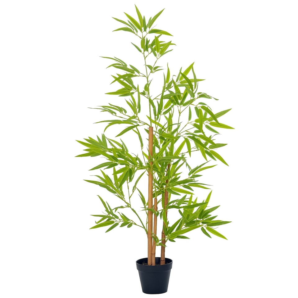 image 1 of Outsunny Set of 2 120cm4FT Artificial Bamboo Trees Decorative Plant w Heavy Pot Indoor Style Home Office Greenery Decoration