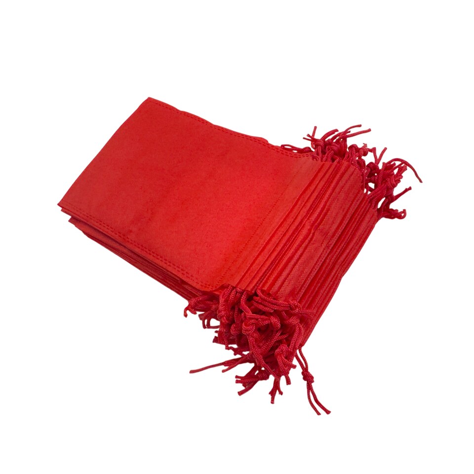 image 1 of Pack of 25 Red Coloured 20x15cm Non-Woven Drawstring Bags | Red