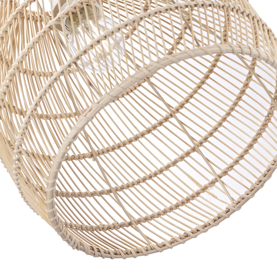 image 1 of Traditional Vintage Spiral Cage Design Natural Brown Rattan Ceiling Lamp Shade | Brown
