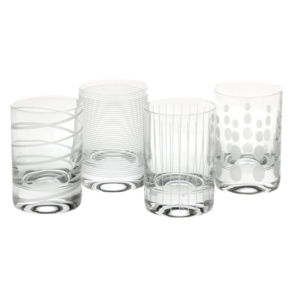 image 1 of Mikasa Wine Glass Set Clear Ribbed Crystal 350ml Set of 4