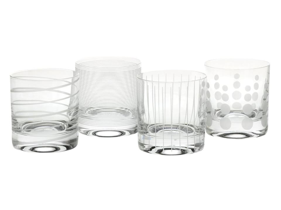 image 1 of Mikasa Wine Glass Set Clear Ribbed Crystal 350ml Set of 4