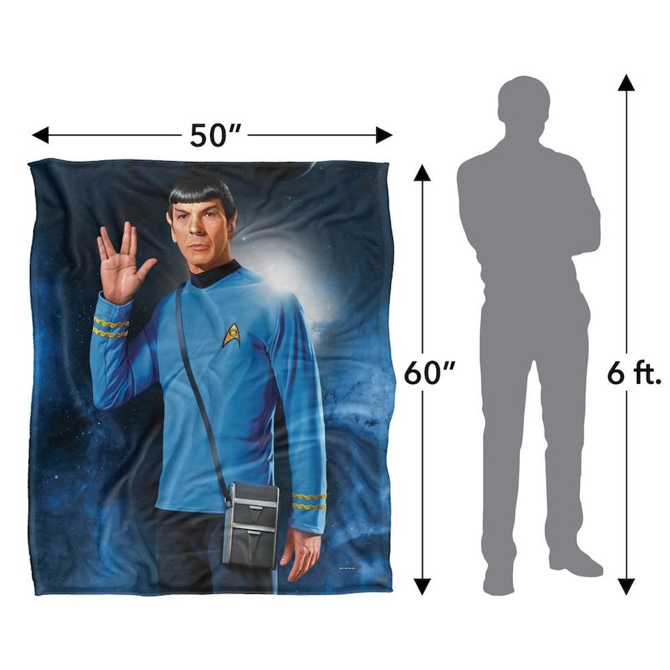 image 1 of Star Trek Silky Spock Supersoft Blanket | Black | Black/Blue | One Size | 1