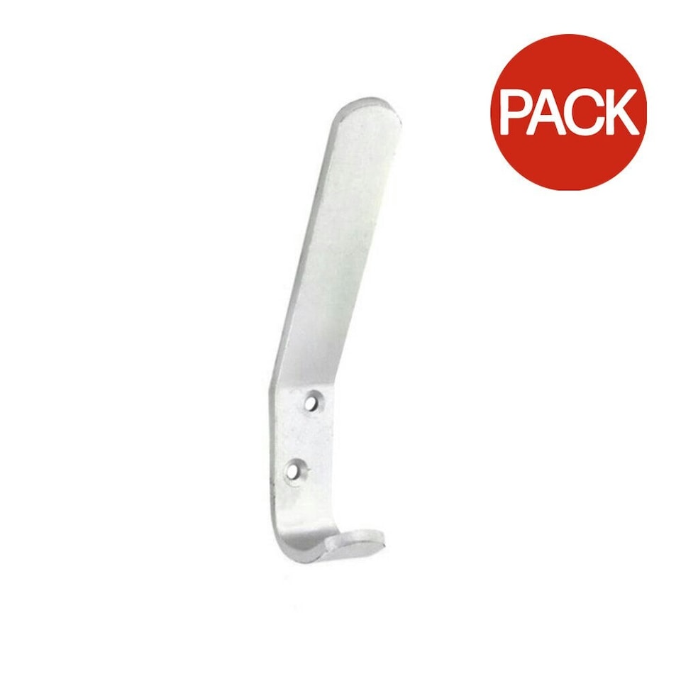 Securit Aluminium Coat Hook (Pack of 2) - Silver - One Size