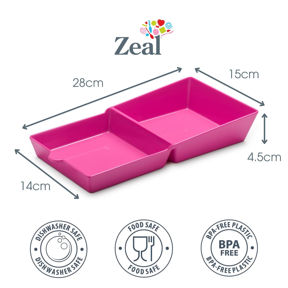 image 1 of Zeal Melamine Fakwaway Buger Box, Divided Serving Tray / Dish, Neon Pink