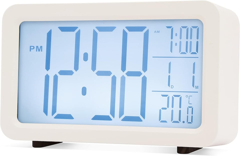 image 1 of Acctim Harley Superbrite Modern Digital Alarm Clock | White | White