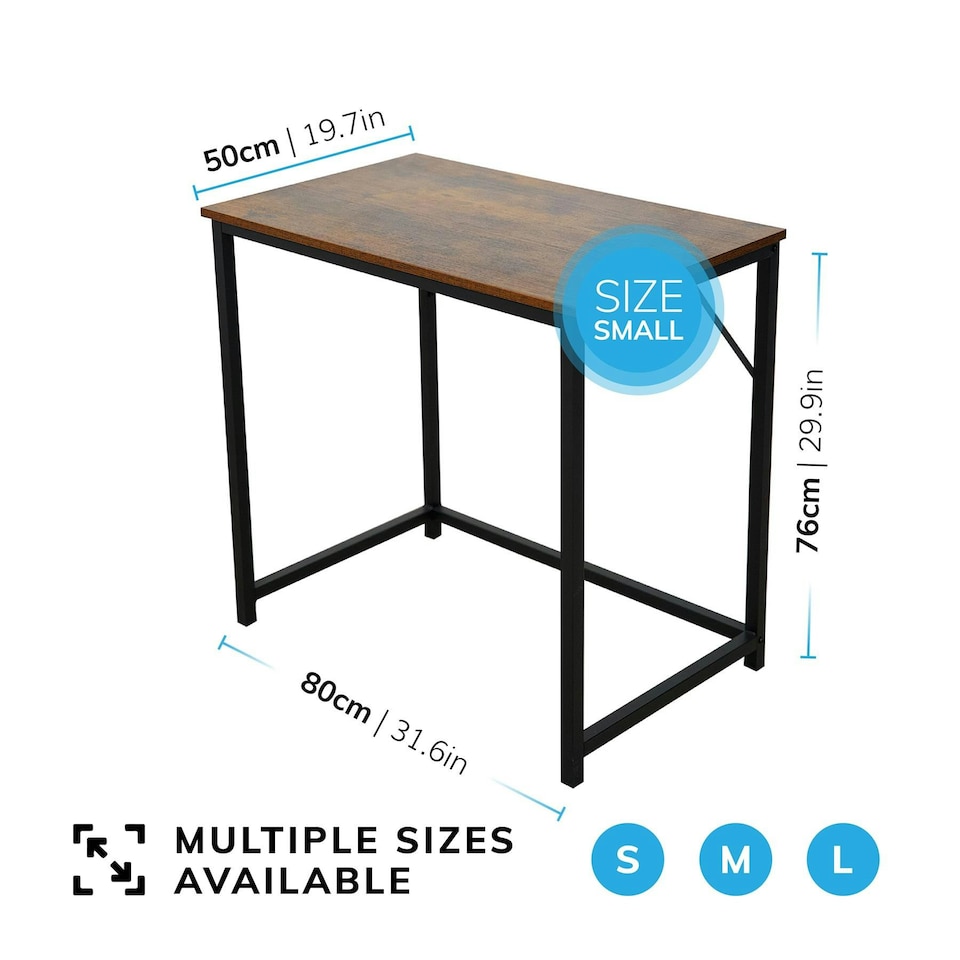 image 1 of Desk Computer PC Laptop Home Office Work desk, Study Writing Brown Rustic Style 80cm Brown