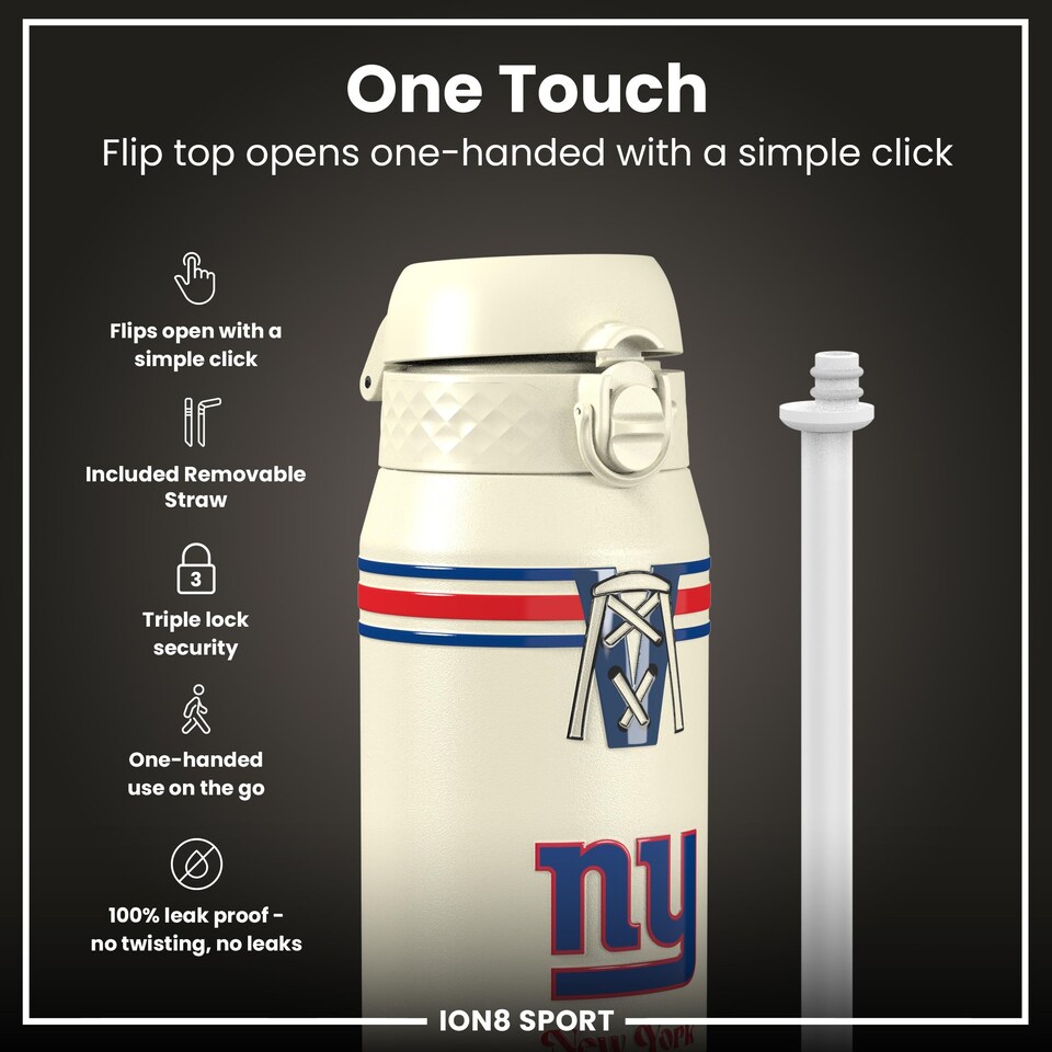 image 1 of NFL x Sports, Vacuum Insulated Steel Bottle, Series, 750ml (24oz) | Cream | NFL Throwback Giants | One Size