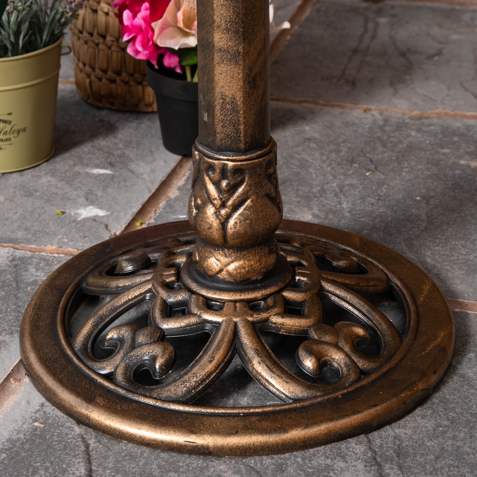 image 1 of 81cm Bronze Effect Garden Patio Bird Bath with Bird Sculptures | Bronze | Bronze