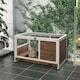image 6 of PawHut Rabbit Cages, Guinea Pig Hutch w/ Roof & Wheels, No-Leak Tray, Brown