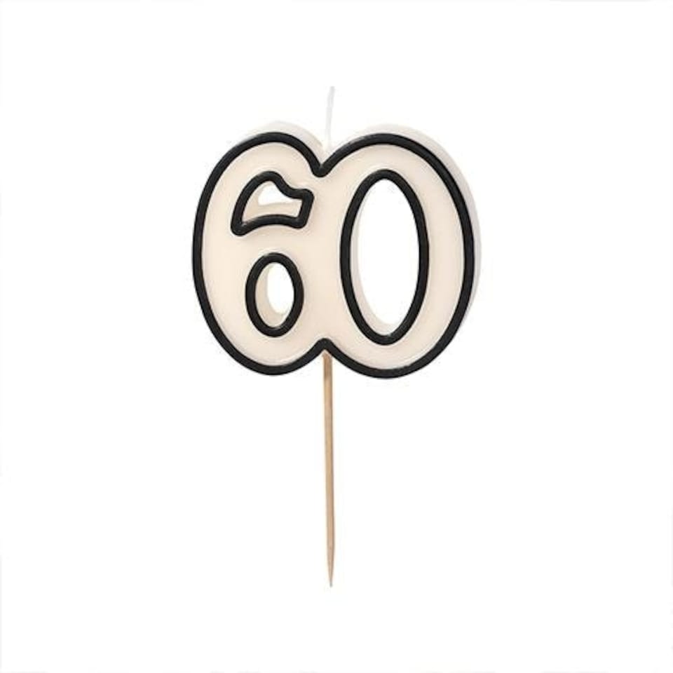 image 1 of Black & White 60th Birthday Elegant Milestone Candle 5.5cm | Black