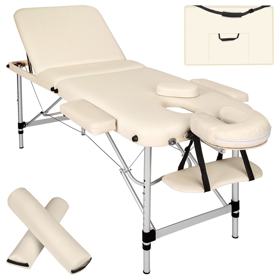 image 1 of Massage Table Set Massage Bench Massage Table Massage Bed Cosmetic Lounger Bag Bolsters Head And Armrests | Cream | beige | 1