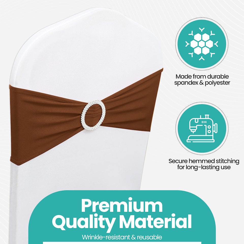 image 1 of 13"x5" Spandex Chair Bands with Slider Buckle, Elastic Chair Sash - 1pc