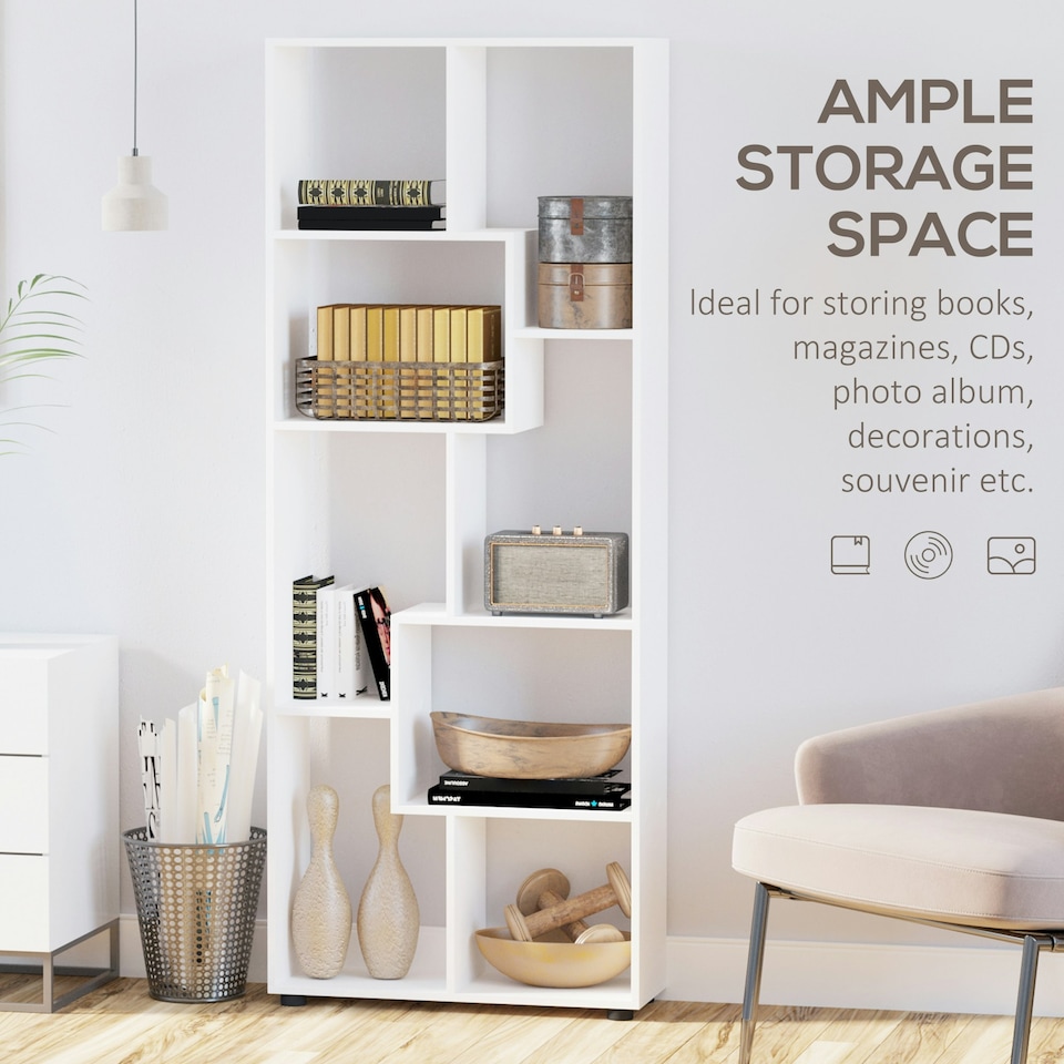 image 1 of HOMCOM Multipurpose 8-Grid Bookshelf Decorative Shelf, Bathroom, Kitchen White