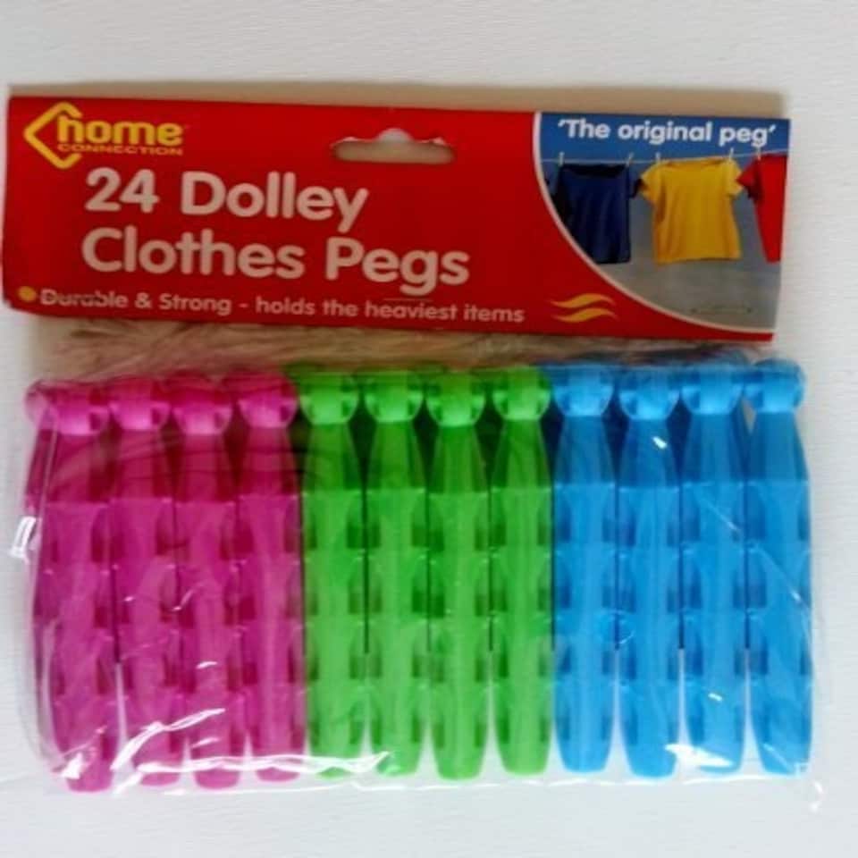 image 1 of Pack of 24 Coloured Plastic Dolly Pegs