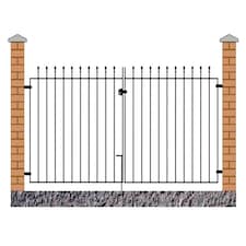 Manor Flat Top Double Driveway Gate - Solid Steel - Fits Gap of 2743 mm x 915 mm High - Electro Galvanised/Black Powder Coated | Black | 1