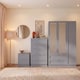 image 1 of Vida Designs Altino 3 Piece Bedroom Set (2 Drawer Bedside, 5 Drawer Chest, 3 Door 2 Drawer Mirrored Wardrobe), Grey