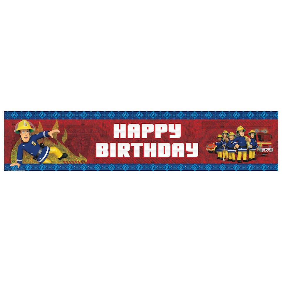 Fireman Sam Holographic Happy Birthday Banner - Blue/Red/White - One Size