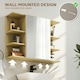 image 5 of HOMCOM Bathroom Wall Cabinet with Mirror and Open Storage Shelves Natural | Brown