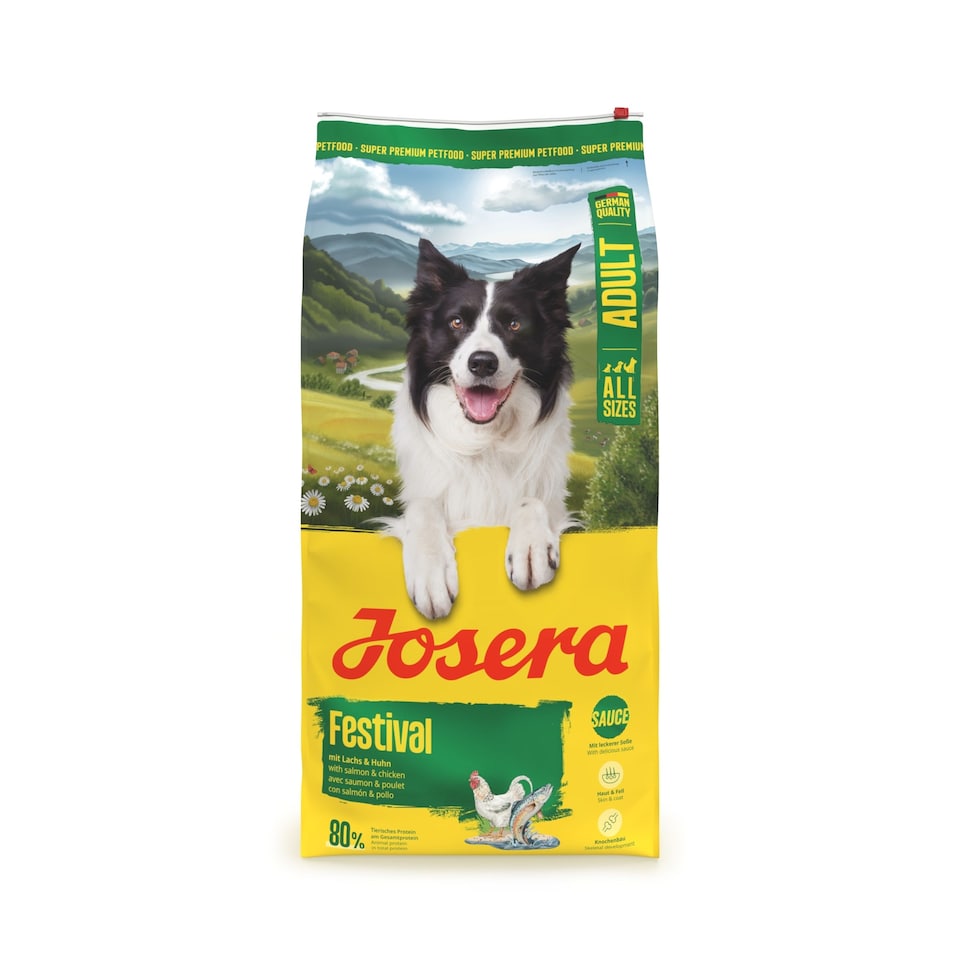 image 1 of Josera Adult Festival complete dog food | For fussy dogs | Feed dry or wet for delicious gravy | Chicken & Salmon | All breed sizes | 12.5kg