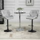 image 2 of HOMCOM Bar Stool Set of 2 Fabric Adjustable Height Counter Chairs Light Grey