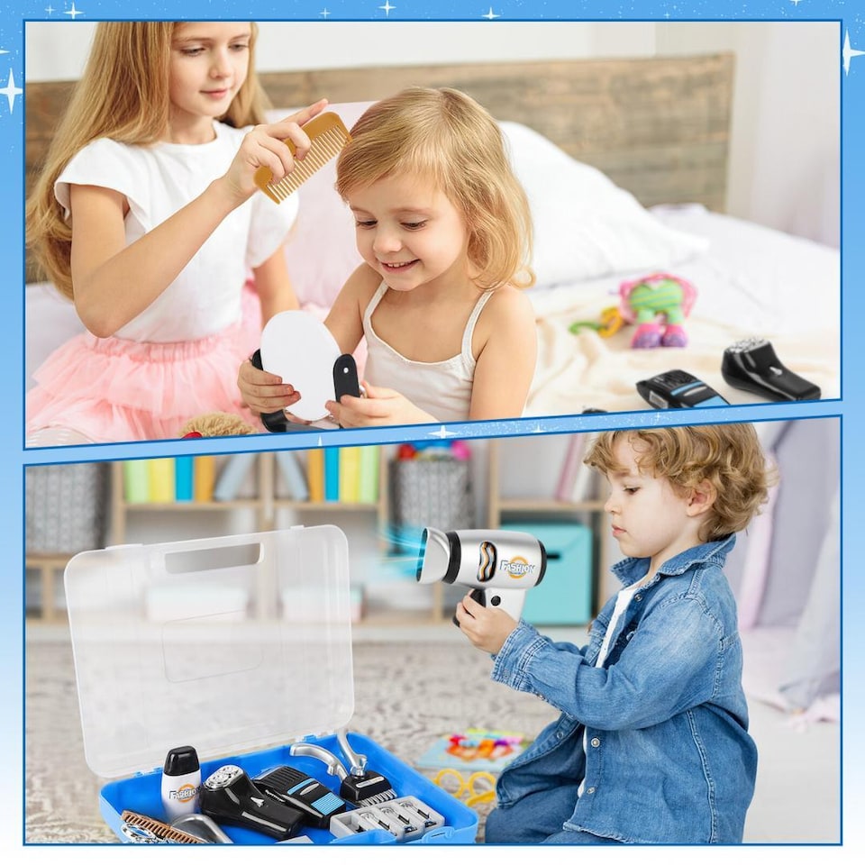 image 1 of Stylist Hairdresser Barber Salon Tool Role Play Set Realistic Toys with Accessories Included - Great Pretend Play Set for Kids