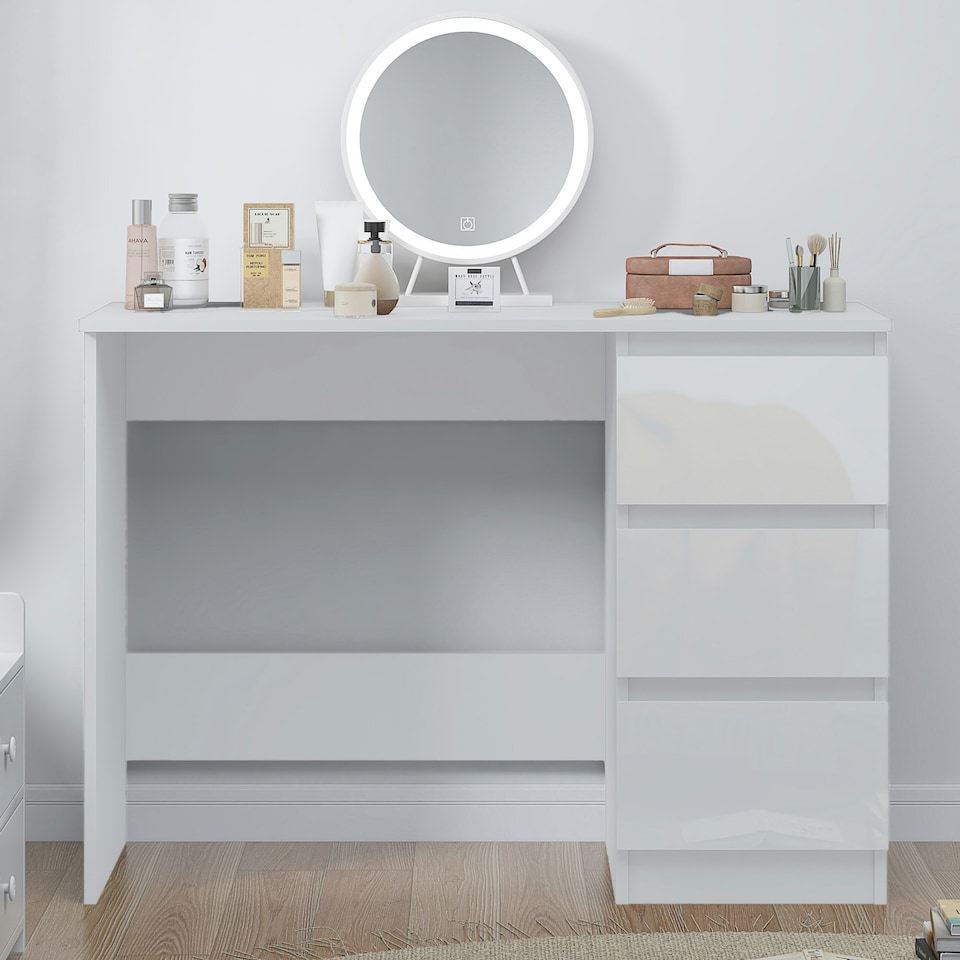 image 1 of FWStyle Stora 3 Drawer Dressing Table - White Gloss Front White