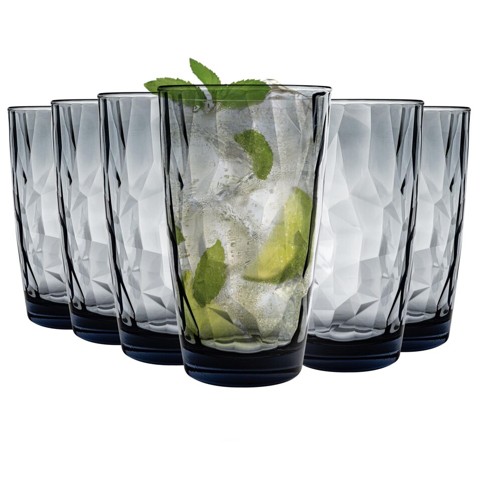image 1 of Bormioli Rocco Diamond Highball Glasses - 470ml - Blue - Pack of 6 | Blue | Blue