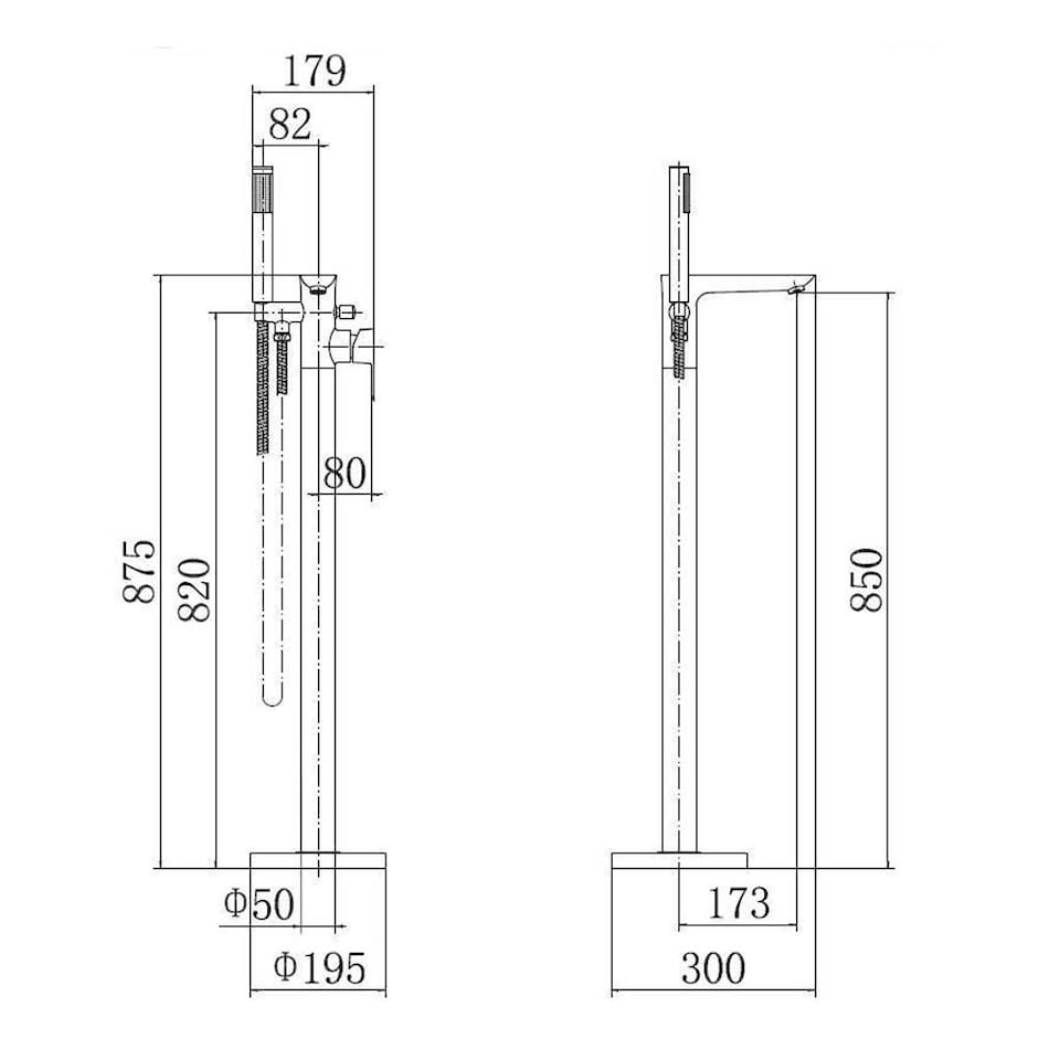 image 1 of Freestanding Gold Bath Tap Single Lever Bathtub Tall Faucet Shower Mixer