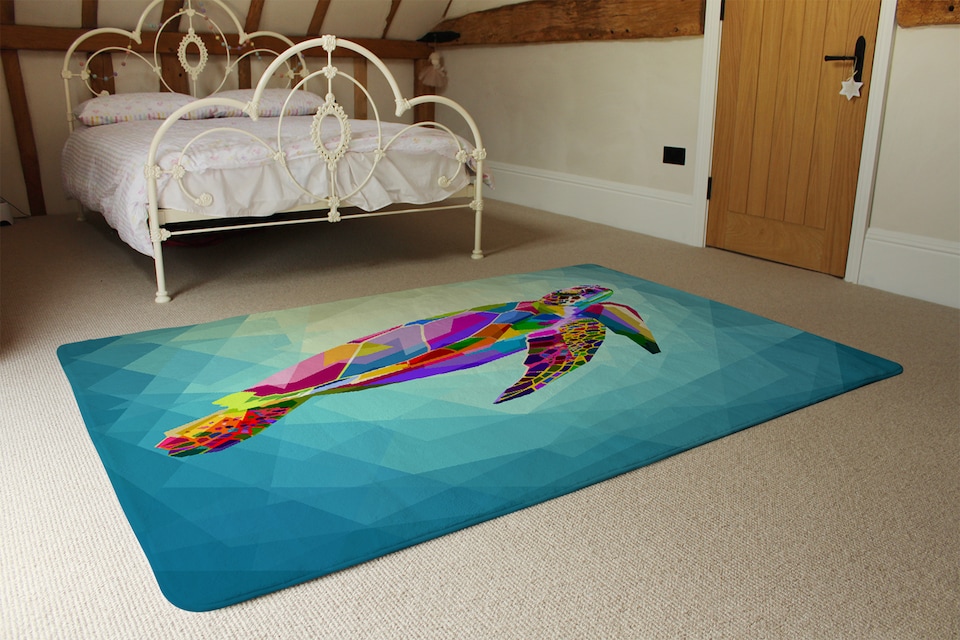 image 1 of Geometric Blue Water Ocean Designer Rug | Multi