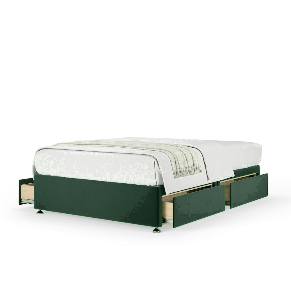 Emerald Green Plush Velvet 4 Drawer Divan Base Super King