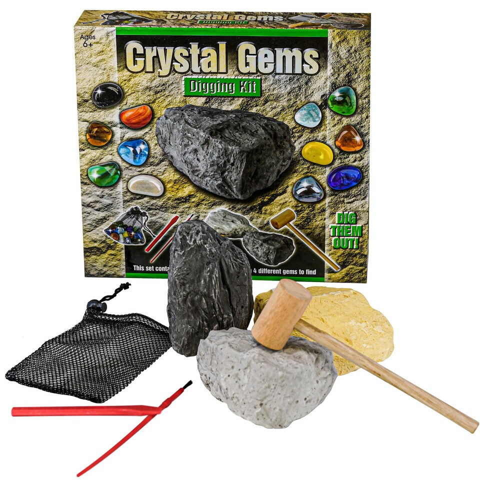 image 1 of The Magic Toy Shop Crystal Gems Digging Kit Science Toy 12 Gems