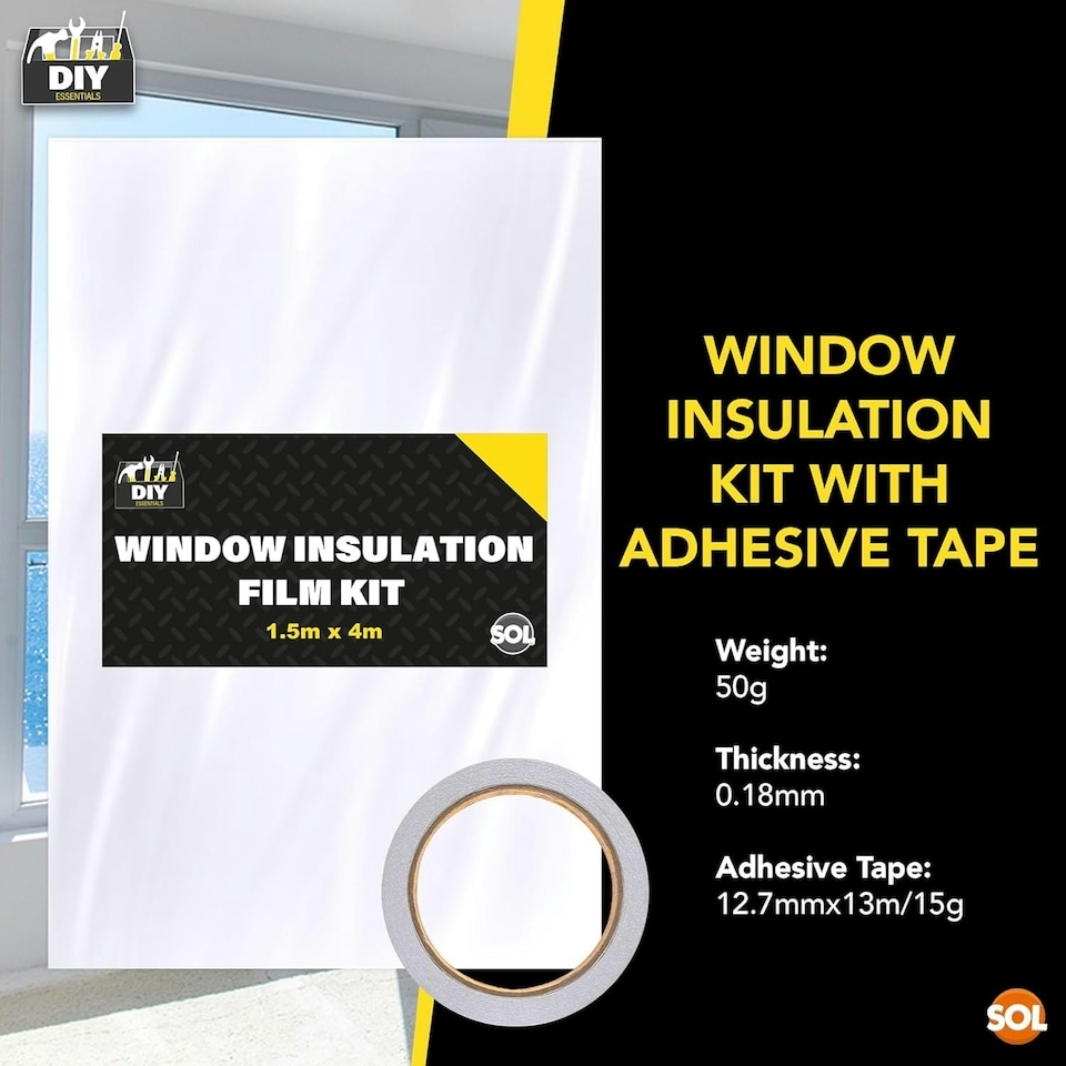 image 1 of SOL 1.5m x 4m Window Insulation Film Kit – Thermal Control for Summer & Winter Clear