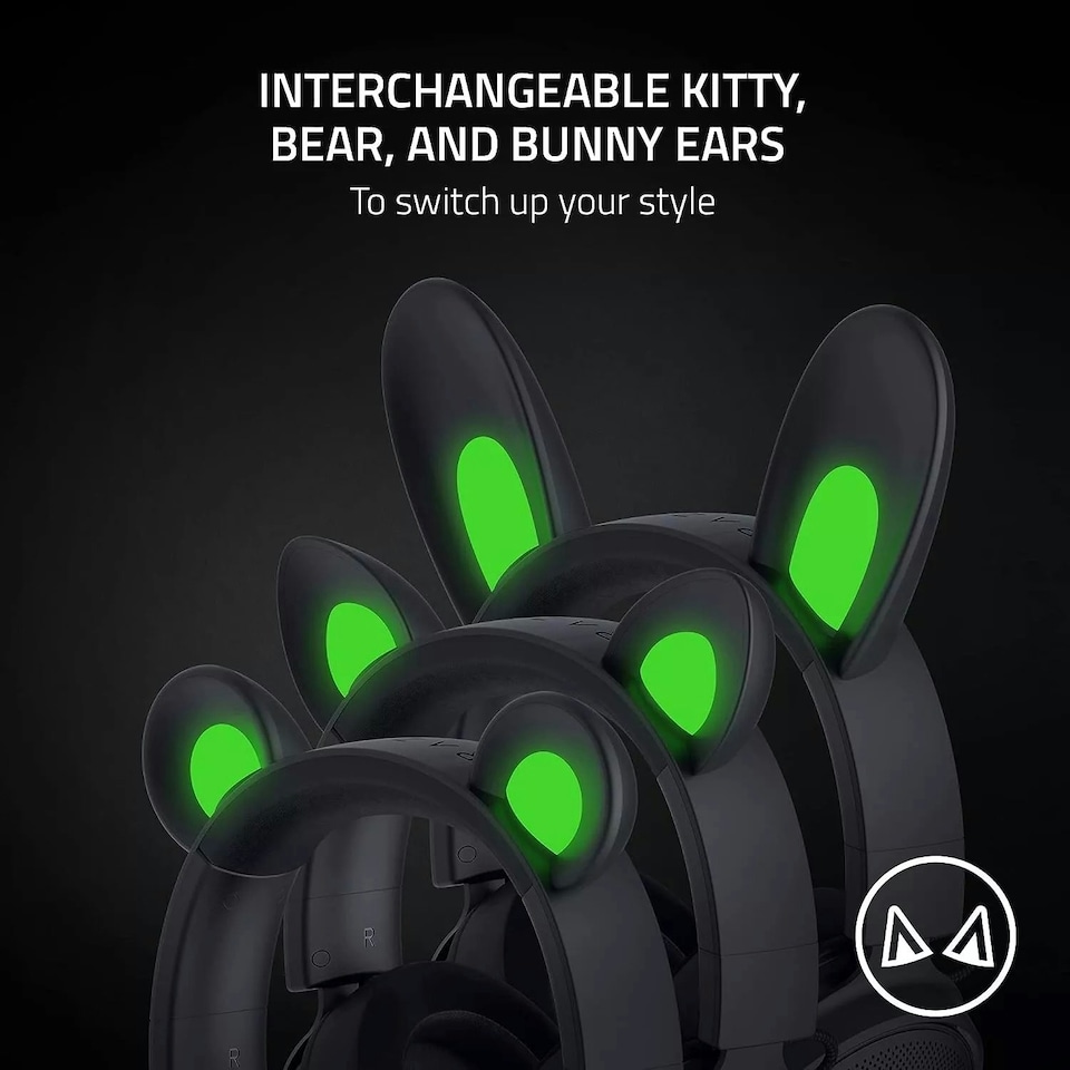 image 1 of Kraken Kitty Edition V2 Pro - Wired RGB Headset with Interchangeable Ears (Interchangeable Ears, Stream Reactive Lighting, TriForce Titanium 50 mm Drivers, HyperClear Cardioid Mic) Black