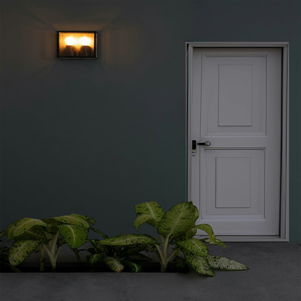 image 1 of Pomo Outdoor Box Wall Lamp Dark Grey 2x E27 IP65
