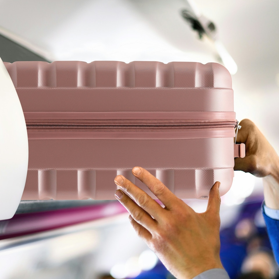 image 1 of 55x35x25cm Air France & KLM Maximum Size Cabin Carry On - Lightweight 4 Wheel ABS Hard Case Cabin Carry On Hand Luggage 35+ Airline Approved Pink | Rose | Cabin Bag