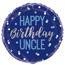 Happy Birthday Uncle Round Foil Helium Balloon 46cm / 18 in