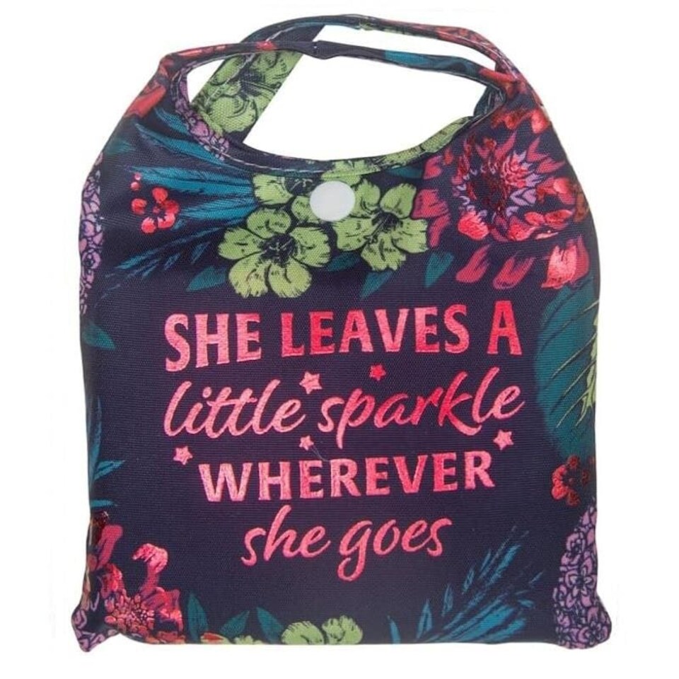image 1 of History & Heraldry Personalised Sparkle Reusable Foldable Shopper Bag - She Leaves Multi