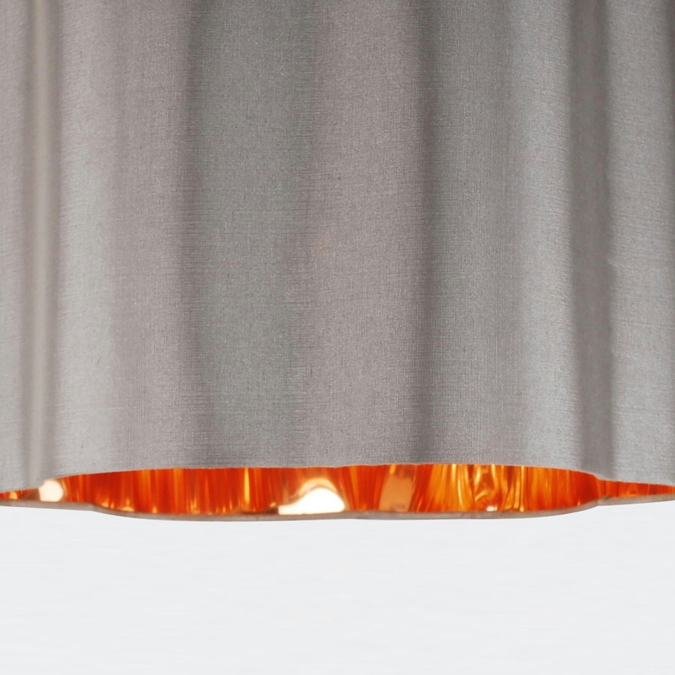 image 1 of First Choice Lighting Grey with Copper Inner Scalloped Pendant Shade Grey | Chrome
