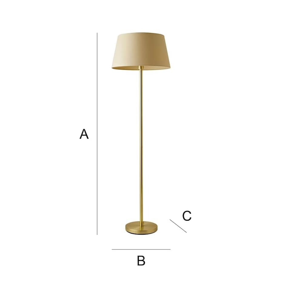 image 1 of ValueLights Modern Gold Metal Floor Lamp With Beige Shade