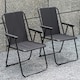 image 2 of Gr8 Garden 2 x Black Folding Chair Garden Deck Patio Camping Beach Fishing Outdoor Seat Set