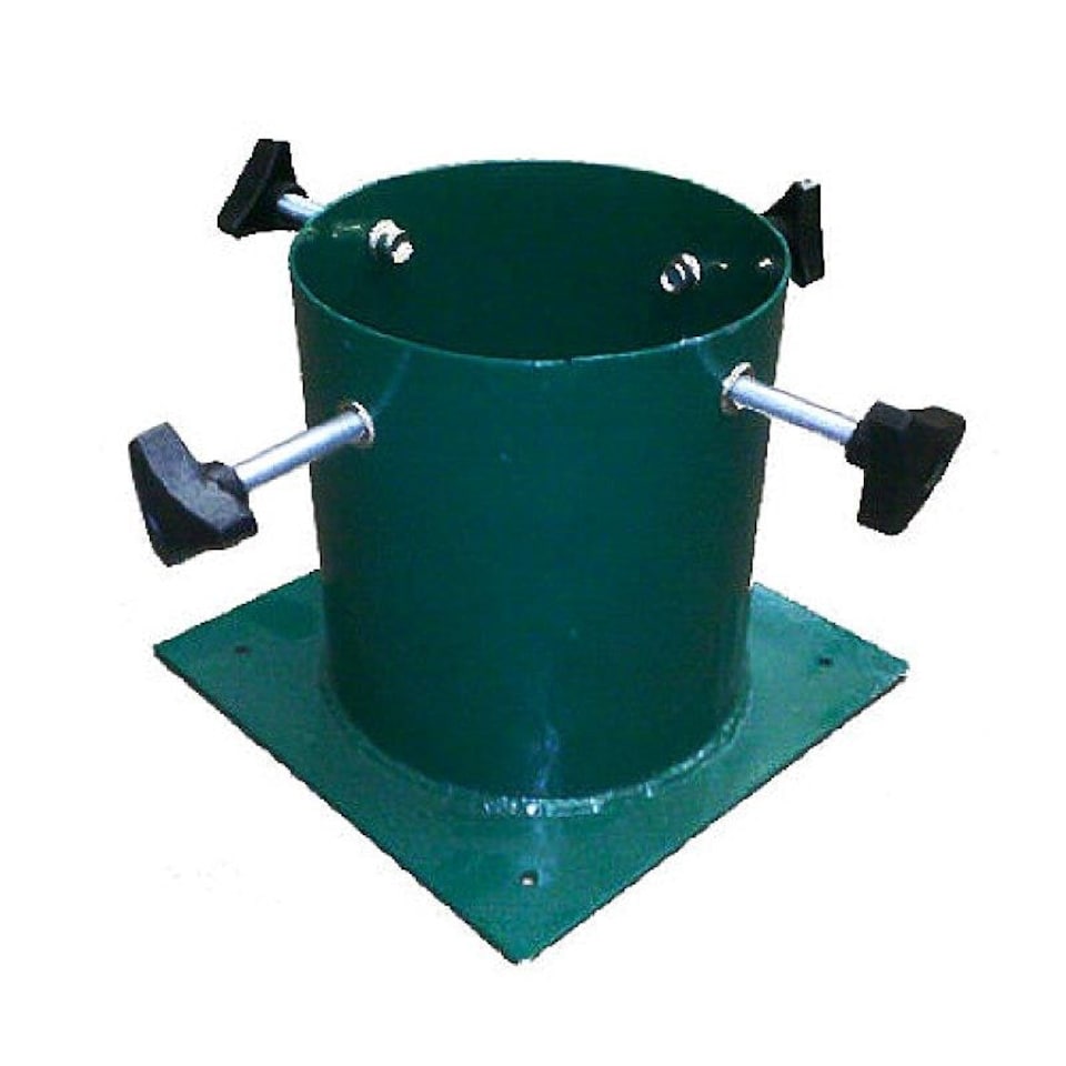 image 1 of Holly International Barrel Insert Green Metal Christmas Tree Stand for Trees up to 8ft