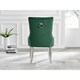 image 3 of Furniturebox 2x Belgravia Green Velvet Knockerback Dining Chairs Silver Leg