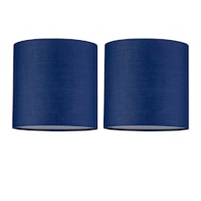 Set of 2 Navy Blue Cotton 17cm Table Lamp Shades Blue