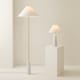 image 7 of ValueLights Margot White Marble Bedside Table Lamp Linen Taper Shade & Bulb | White