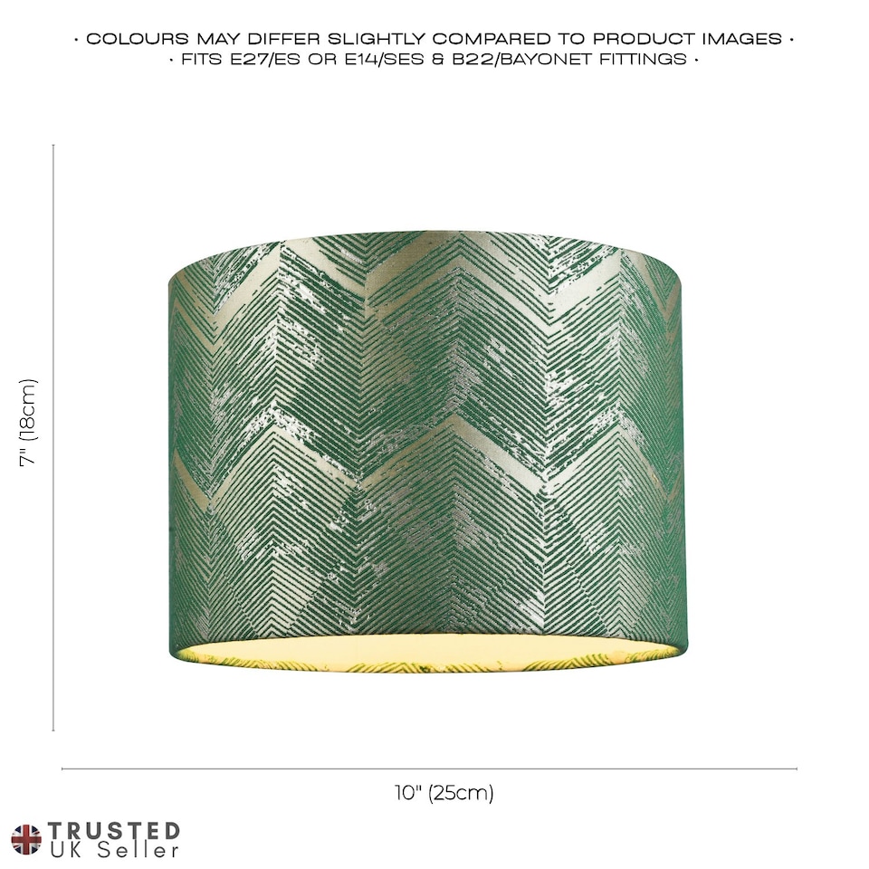 image 1 of Contemporary Emerald Green Drum Lamp Shade with Gold and Silver Metallic Decor