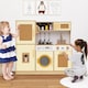 image 3 of COSTWAY Wooden Kids Kitchen Playset Pretend Play Kitchen Sounds Lights Yellow