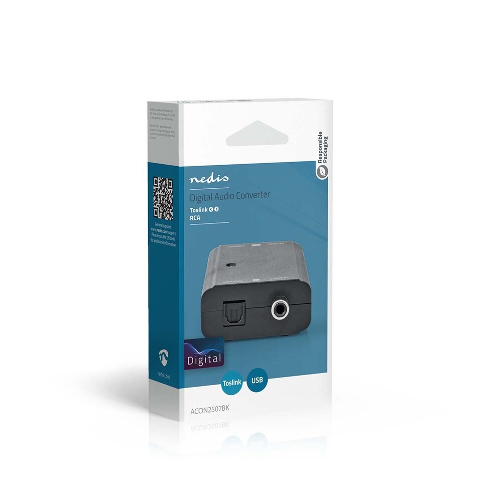 image 1 of Nedis Digital Audio Converter, Bi-Directional Toslink Optical to Coaxial RCA S/P-DIF DAC, Converts Coaxial to Optical & Vise versa, Supports Dolby Digital 5.1 DTS AAC