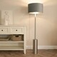 image 1 of ValueLights Lexy Chrome Dimmable Floor Lamp with Grey Velvet with Chrome Inner Lamp Shade and LED Bulb