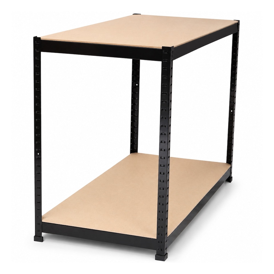 image 1 of Industrial Heavy Duty Steel Workbench Table Shelving Garage Shed | Black