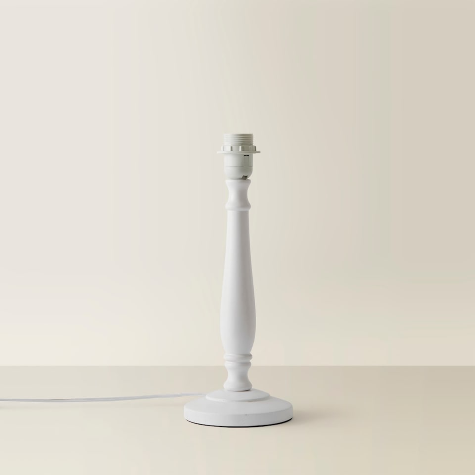 image 1 of ValueLights Victoria White Wood Traditional Stem Table Lamp Base